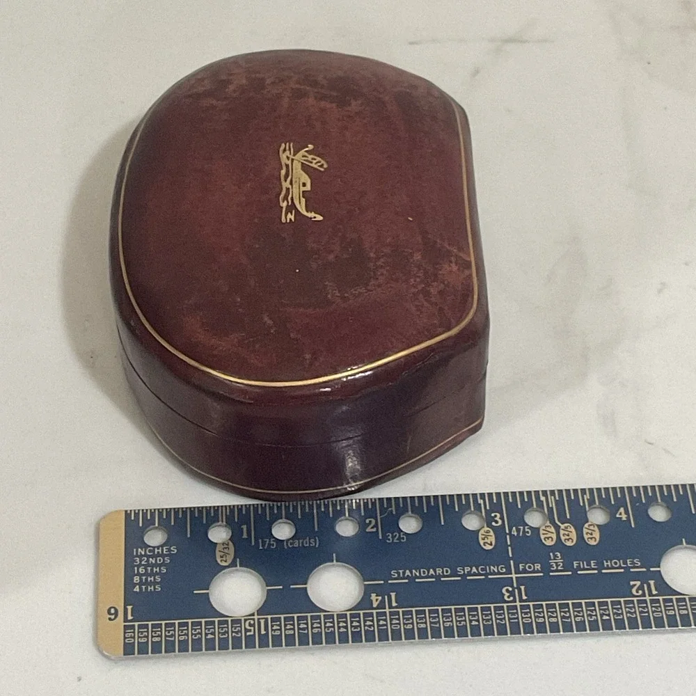Vintage Leather Box Trinket Jewelry Made In Italy Gold Gondola Design 4